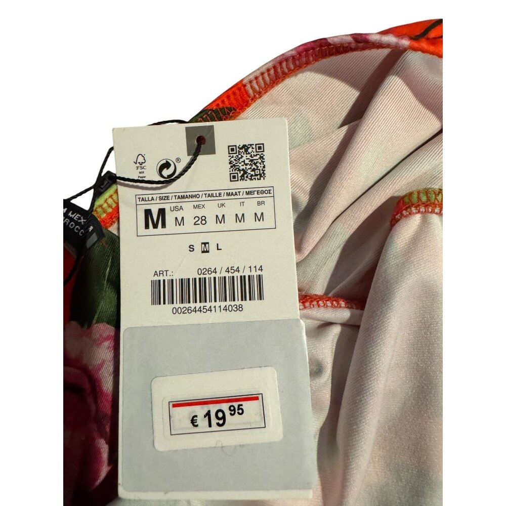 Zara Womens Bright Floral Bodysuit/Swimsuit Tropical Orange & Pink Size M - Picture 6 of 9